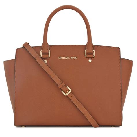 michael michael kors brown leather tote purse tan straps|Michael Kors brown suede purse.